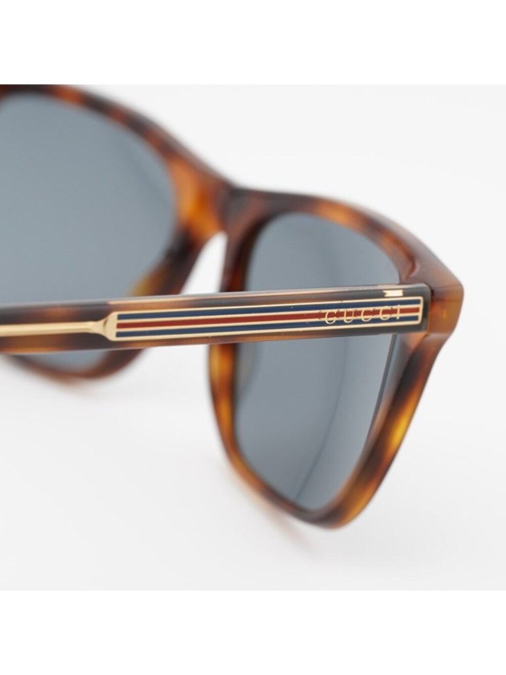 Gucci GG0381S 009 Sunglasses Havana Rectangle Frame, Blue Lenses - Picture 5 of 11